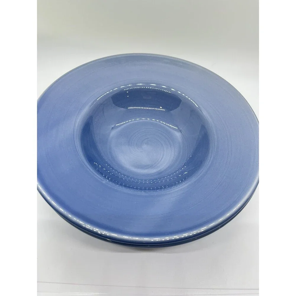 Pier 1 Blue Salad Soup Bowls Set of 3 Stoneware 9